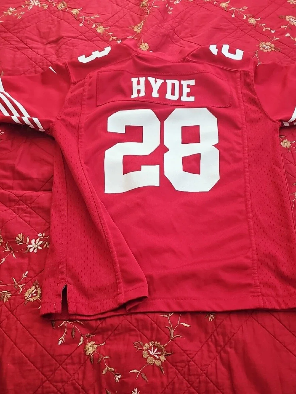 Nike Red Kids Football Jersey with White Numbers #28